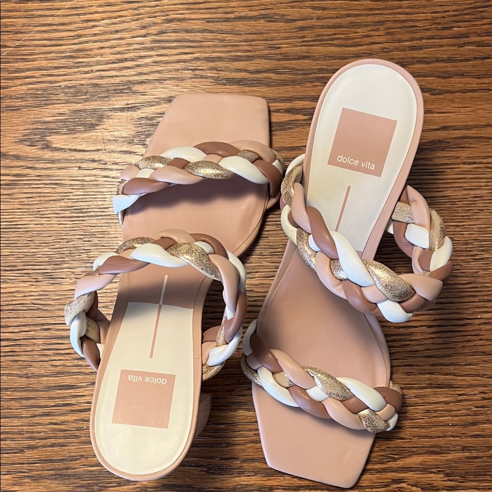Dolce Vita Women's Braided Sandals - Pink and Cream